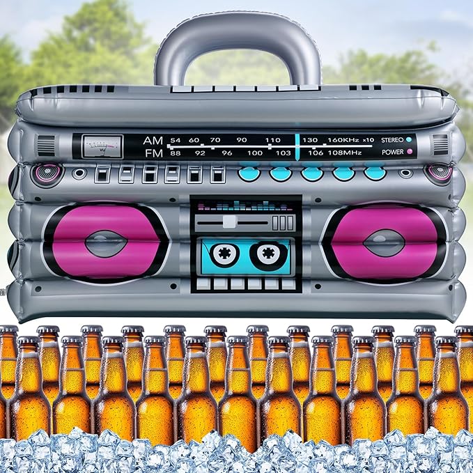 Inflatable Cooler for Parties, Radio Designed Style Inflatable Drink Cooler for Parties, Blow up Party Cooler for 80s90s Party Decorations