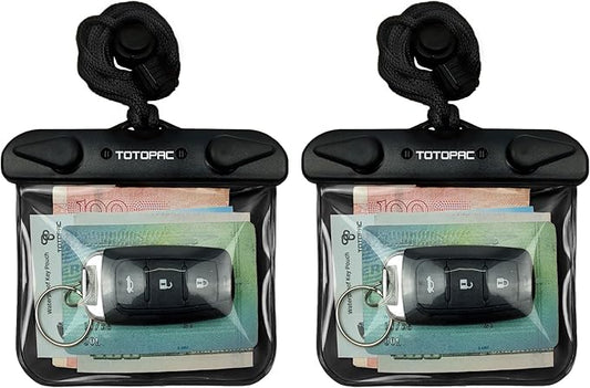 2Pack Waterproof Car Key FOB Case Floating Wallet Pouch for Remote Keys ID Credit Card Cash Money Submersible Dry Bag Holder (2, Black + Black)