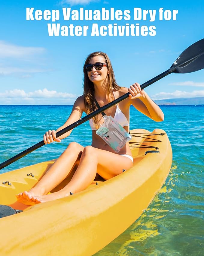 F-color Waterproof Fanny Pack - Waterproof Phone Pouch with Waist Strap - Cruise Essentials 2025 Must Haves Waterproof Pouch Dry Bag Keep Phone Valuables Safe for Beach Kayaking Boating Fishing