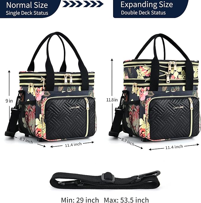Lunch Box & Lunch Bag for Women, Large Insulated Adult Lunch Box Leakproof Lunchbox Cooler Bag for Work Picnic Beach,16L, Floral