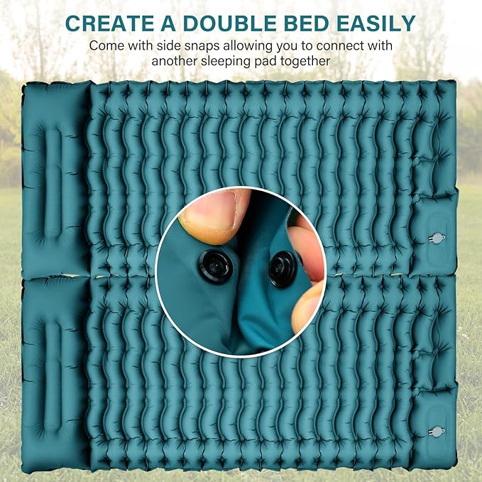 Camping Sleeping Pad, Ultralight Camping Mat with Pillow Built-in Foot Pump Inflatable Sleeping Pads Compact for Camping Backpacking Hiking Traveling - Dark Green.