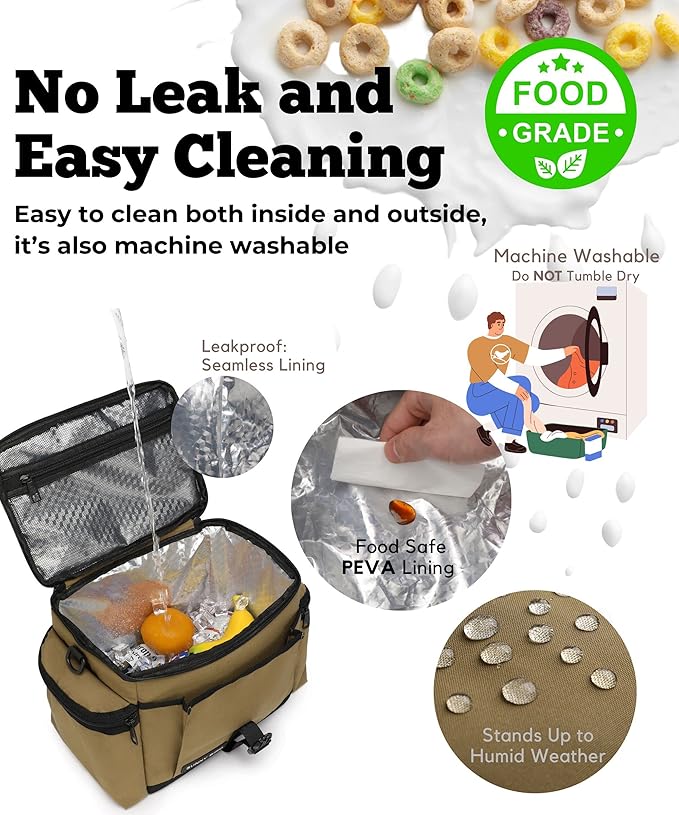 SUNNY BIRD Insulated Lunch Bag Tactical Lunch Box Cooler for Men and Women (Bark Brown)