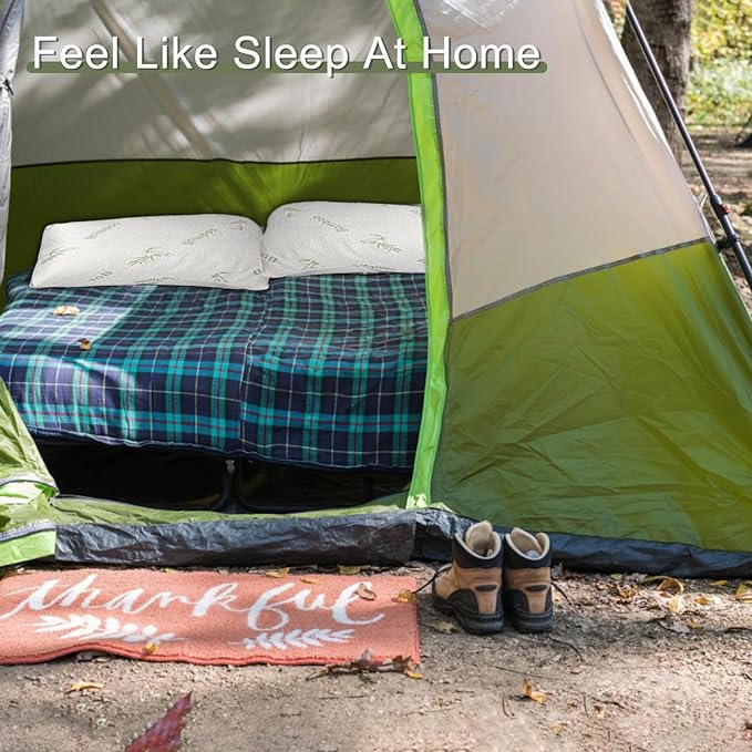 Camping Pillow for Sleeping 2 Pack,Small Travel Pillow,Shredded Memory Foam Pillow Packable with Storage Bag,Soft Cover,Portable Small Pillow for Camp Backpacking Hiking Gear&Accessories