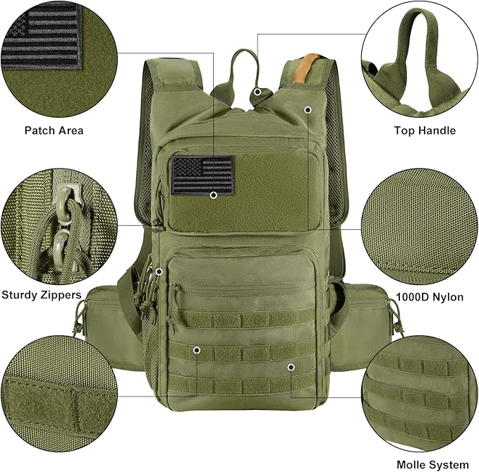 Tactical Hydration Pack Lightweight Insulation Water Backpack Molle Hydration Backpack for Hiking, Running, Cycling, Climbing, Hunting, Fishing
