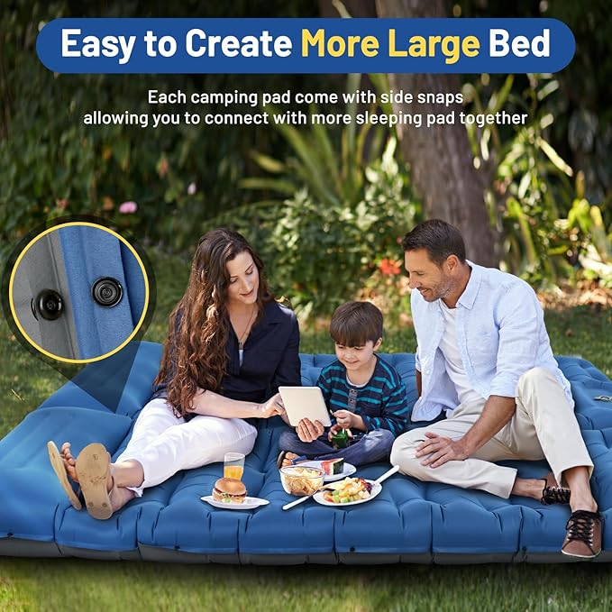 Camping Sleeping Pad, Extra Thick 6 Inch Inflatable Camping Mat with Pillow Built-in Foot Pump Ultralight Portable Sleeping Pads Compact for Hiking Backpacking Travel Tent Car Camp Gear