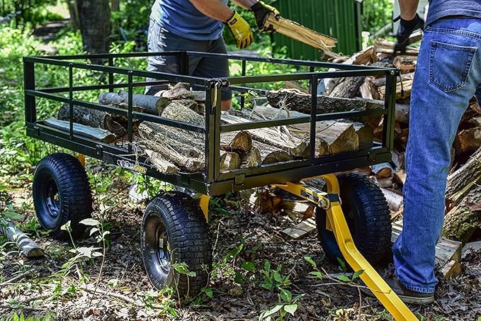 Gorilla Carts GOR1400-COM Steel Utility Garden Cart, Heavy-Duty Convertible 2-in-1 Handle and Removable Sides, 12 cu ft, 1400 lb Capacity, Black