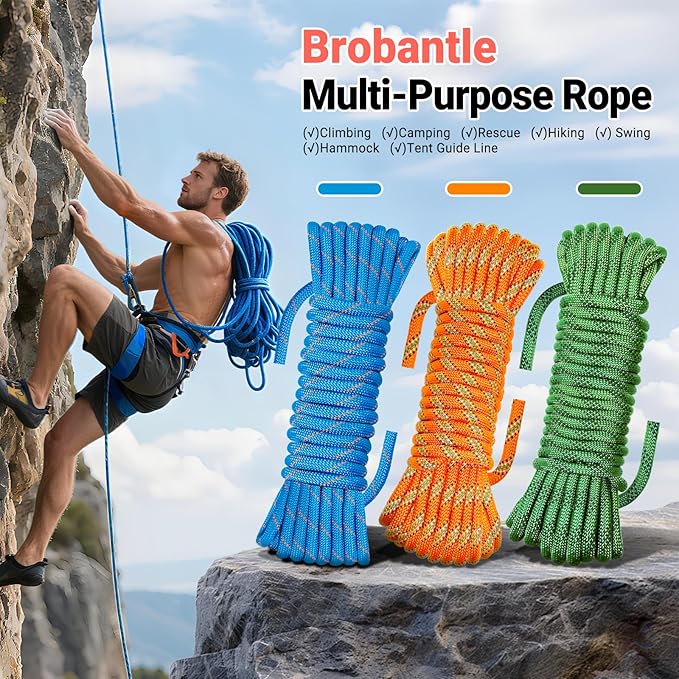 10.5mm Climbing Rope,Static Rock Climbing Rope for Escape Rope Ice Climbing Equipment Fire Rescue Parachute