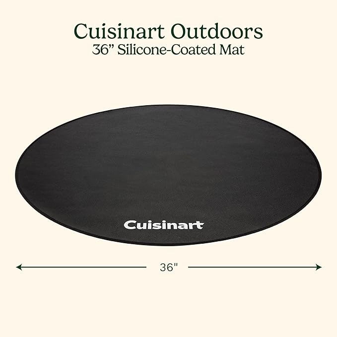 Cuisinart 36” Silicone-Coated Grill Mat with High Heat Resistance, Weather Resistant BBQ Mat for Grills, Griddles, Smokers & Fire Pits, Grease Proof Easy Clean Patio & Deck Protector