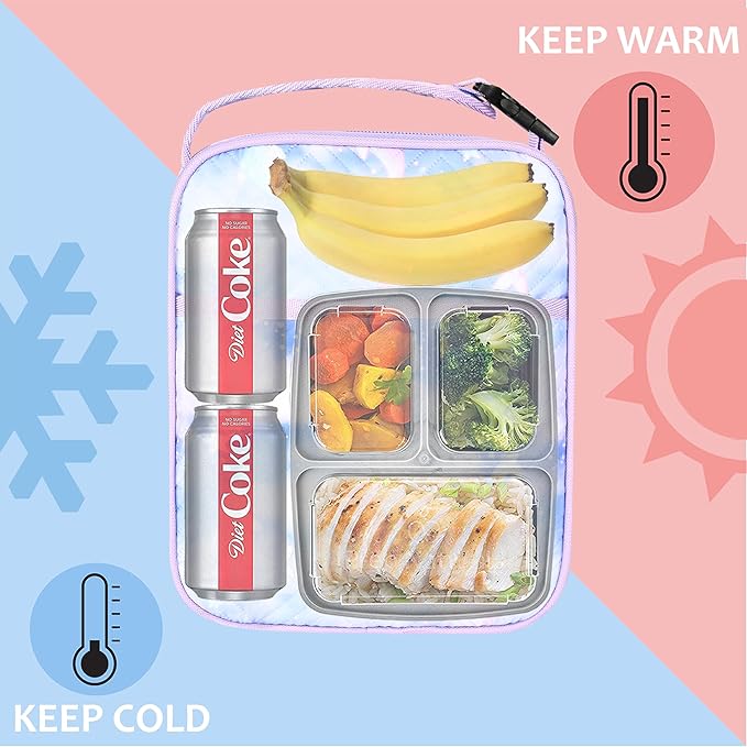 Tirrinia Insulated Lunch Box for Men Women, Portable Thermal Small Lunch Bag for Office Work Picnic, Reusable Compact Lunchbox Cooler Tote for Adults,Purple Dolphin