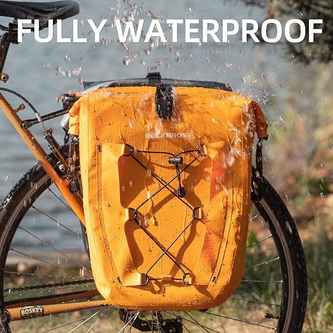 ROCKBROS Bike Panniers Waterproof Rear Rack Bag Max 30L Large Capacity for Cycling Traveling Commuting