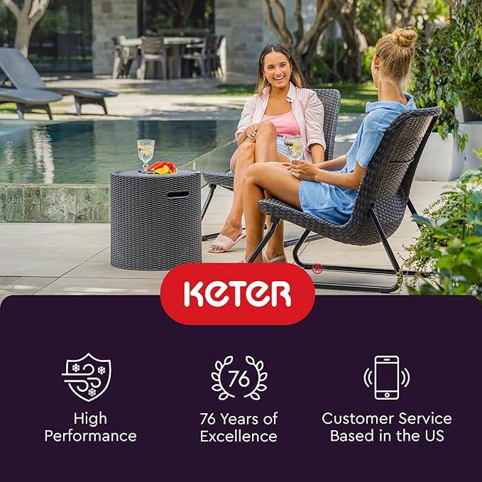 Keter Cool Side Table Cooler 3 in 1 Outdoor Patio Table and Ice Chest Storage, Ideal Hot Tub Table, Decor and Outdoor Patio Bar, Portable Bar, Graphite