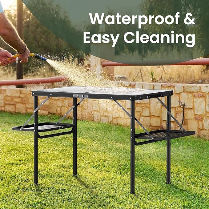 Titanker Folding Camping Table 3ft, Folding Picnic Table, Camp Tables Portable Foldable, 50% Extra Side Space, Outdoor Patio Table, RV/Car Camping Essentials, Aluminum Light & Solid