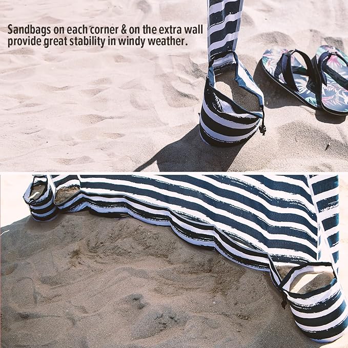 Qipi Beach Cabana - Easy to Set Up Canopy, Waterproof, Portable 6' x 6' Beach Shelter, Included Side Wall, Shade with UPF 50+ UV Protection, Ultimate Sun Umbrella - for Kids, Family & Friends