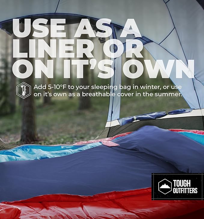 Sleeping Bag Liner - Adult Sleep Sack & Travel Sheets for Hotel - Travel Sleep Sack, Camping Sleeping Bag Liners for Cold Weather