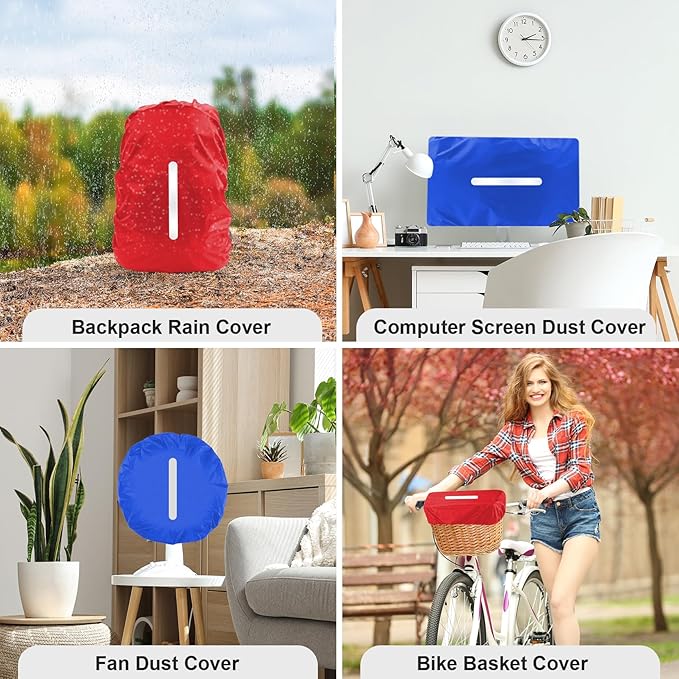 LAMA 2pcs Waterproof Rain Cover for Backpack, Reflective Rainproof Protector for Anti-dust and Anti-Theft M 30L-40L Darkblue Red