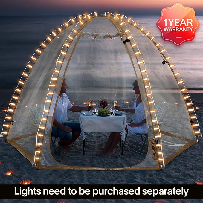 EighteenTek Sports Tent Screen House Room Greenhouse Camping Tent Canopy Gazebos 4-6 Person for Patios Large Oversize Weatherproof Pod Pop Up Tent, Cold Protection Beige 10’x10’