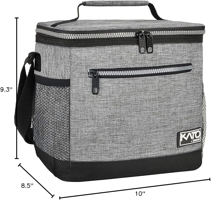 Tirrinia Large Insulated Lunch Box for Men/Women, Leakproof Thermal Lunch Bag for Office Picnic Work Beach Camping,Reusable Lunch Cooler Tote for Adult, Light Grey