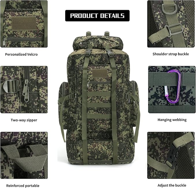 Hiking Backpack for Men 70L/100L Camping Backpack Military Rucksack Molle 3 Days Assault Pack for Climbing