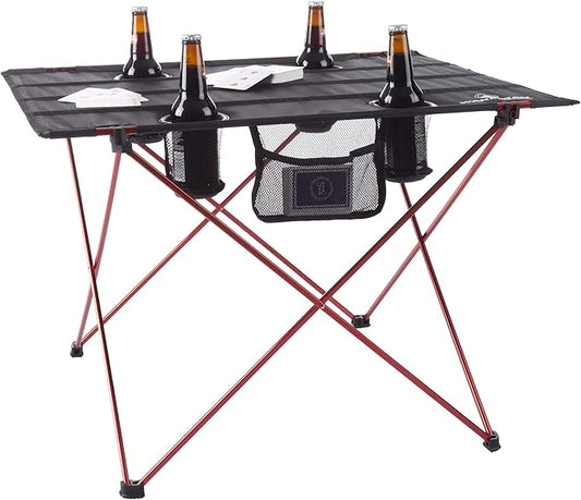 Wakeman Camp Table - Outdoor Folding Table with 4 Cupholders and Carrying Bag for Camping, Beach, Picnic, Sporting Events, and More Outdoors