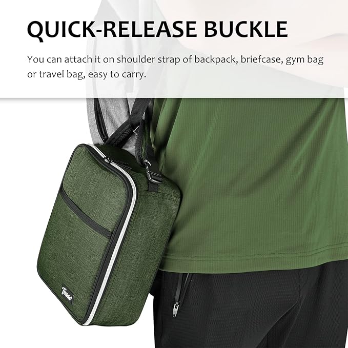 Tirrinia Small Insulated Lunch Bag for Men Women, Green, 8.5in x 4in x 9.5in, Keeps Food Cold Fresh for Hours