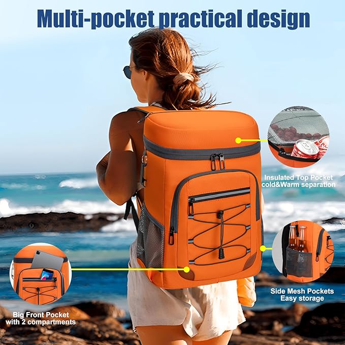 Backpack Cooler Insulated Leak Proof for Men Wowen 36 Cans Soft Cooler Backpack Insulated Waterproof Large Capacity Coolers Bag Portable for Lunch Camping Travel Picnic Hiking