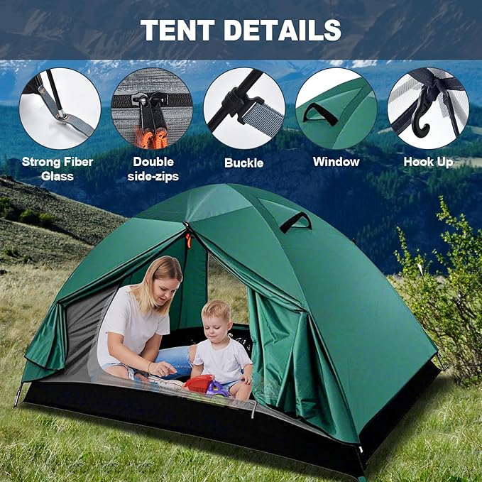 WILDROOTS Backpacking Tent, Mountain Hiking Tent for 2 Person, 4 Season Lightweight Camping Tent