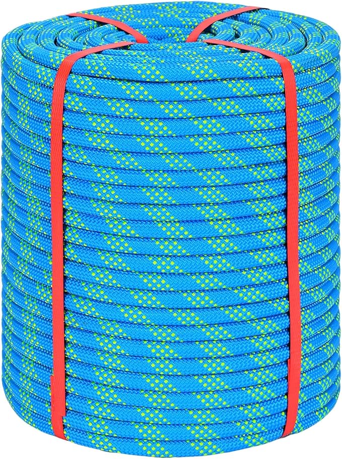 Arborist Rigging Rope - Blue 1/2 in x 300 Ft Static Bull Rope for Climbing Tree Felling Pulling Various Outdoor Applications Construction Swing Sailing