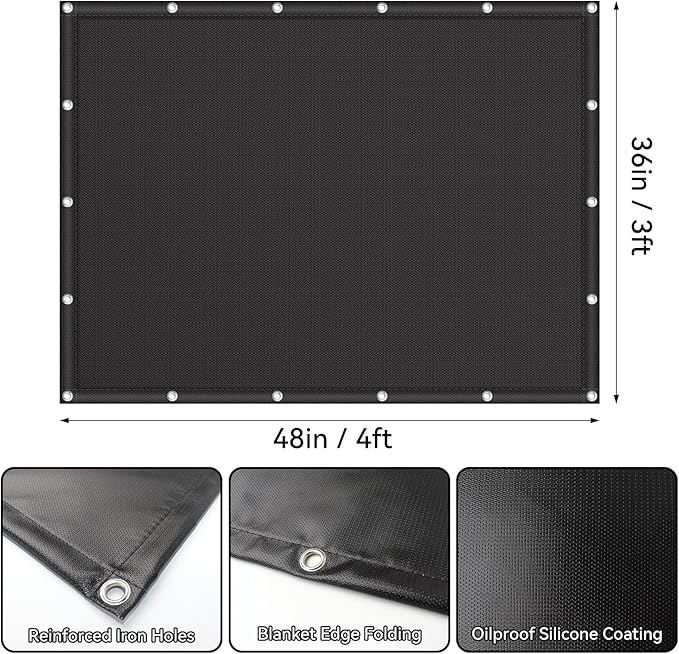Heat Shield Mat for Behind Grill, Waterproof and Oil Proof Fireproof Deck Fence and Railing Protective Mat, Fire Pit Mat Under Grill Mat for Blackstone Griddle Accessories