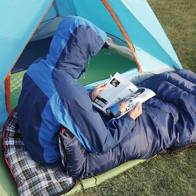 REDCAMP Cotton Flannel Sleeping Bag for Camping Backpacking, Adults Cold Weather Envelope Sleeping Bags with 2/3/4lbs Filling