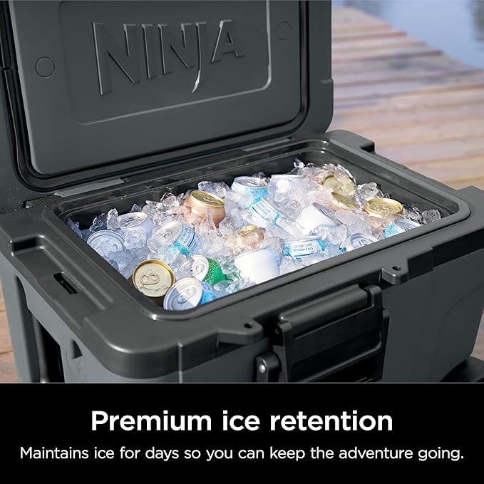 Ninja | Cooler | FrostVault 45QT Cooler with Wheels | Insulated with Temp Dry Storage Drawer | Keeps Ice Cold for Days | for The Beach, Camping, Picnics & More | Grey | FB245CG