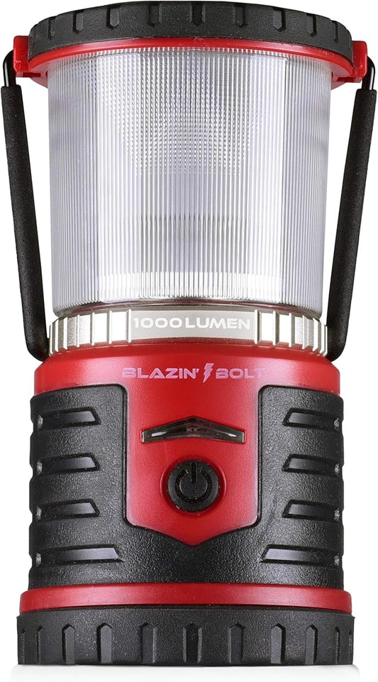 Blazin Bolt Rugged USB Rechargeable Lantern | 1000 Lumen | 350 Hours of Light | Giant 12000mAh Power Bank | 6 Modes | Camping, Emergency, Power Outage, Storm, Blizzard, Hurricane Survival
