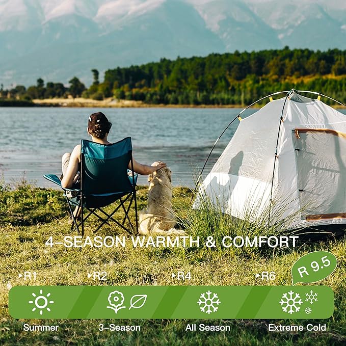 4" Ultra-Thick Self-Inflating Sleeping Pad with 3-in-1 Rechargeable Pump, Air Adjustable Foam Camping Mattress, Fast Inflate & Deflate 9.5R Heavy-Duty Camping Mat for Car, Truck, Van, Rooftop Tent