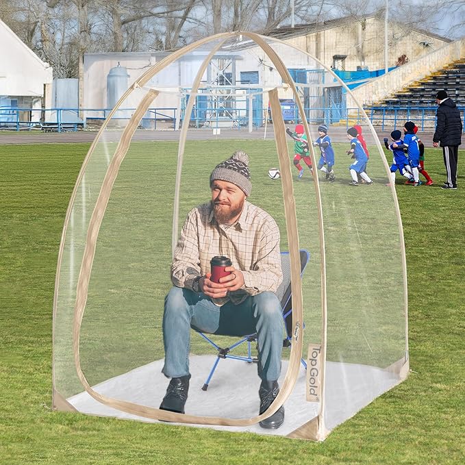 Pop-Up Sports Tent, Transparent Bubble Tent, Weatherproof Igloo Tent, Clear Tent for Winter Sports, Cold Weather Tent