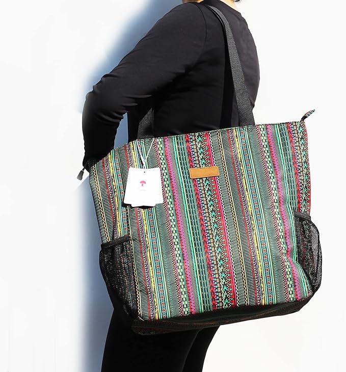 ESVAN Original Floral Water Resistant Large Tote Bag Shoulder Bag for Gym Beach Travel Daily Bags Upgraded