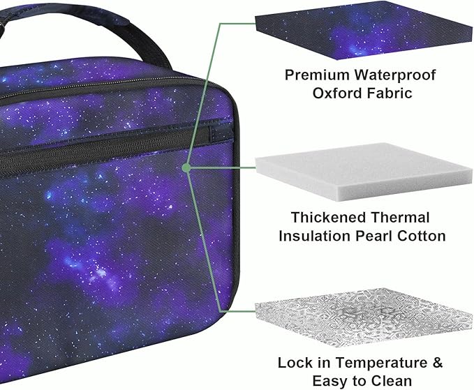 Kids Lunch Box for Boys Girls Lunch Bag Insulated Durable Lunchbox Children Lunch Tote Bag for School Star