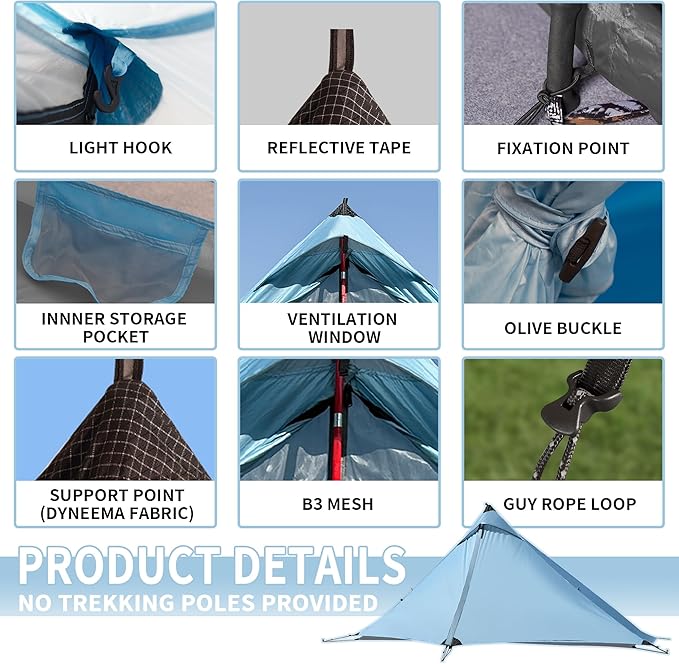 Ultralight Tent, Easy Setup, 1-2 Person Waterproof and Portable Tent for Camping Hiking Outdoor Climbing