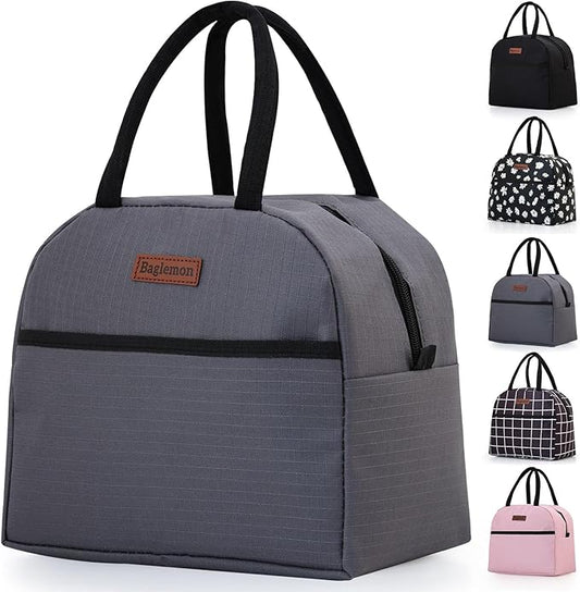 Insulated Lunch Bag for Women Men, Lunch Containers Reusable High Capacity Lunch Tote Bags for for Work Picnic(Grey)