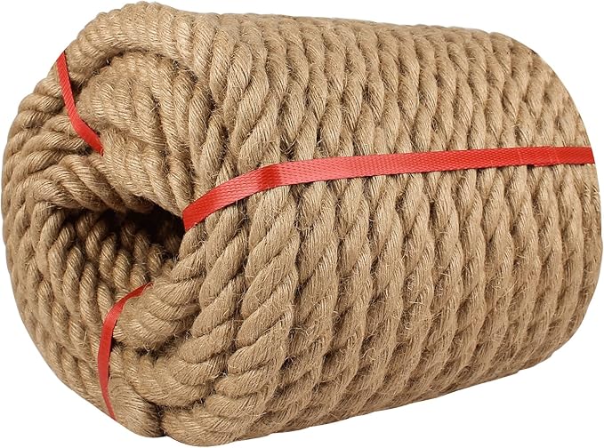 Manila Rope 1in x 100ft,Natural Hemp Rope,Large Thick Decorative Hemp Ropes Nautical Ropes,Twisted Manila Rrdening,Railings,Hammock Nautical