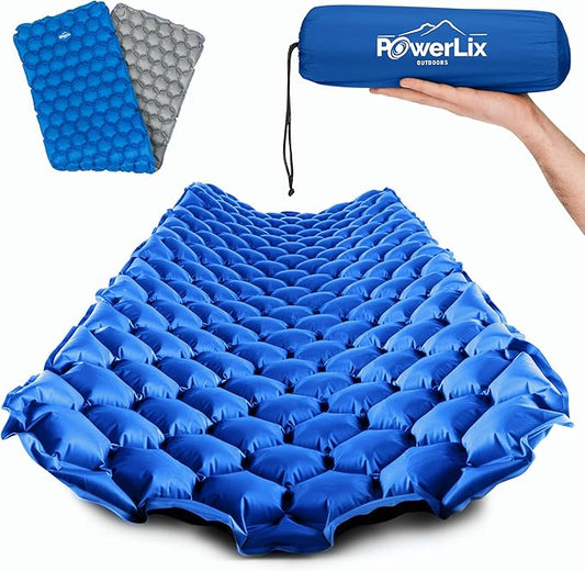 POWERLIX Camping Sleeping Pad - Ultralight Inflatable Camping Mattress Sleeping Mat for Backpacking, Hiking, Compact Lightweight Sleeping Pad, Inflation Bag/Repair Kit Included