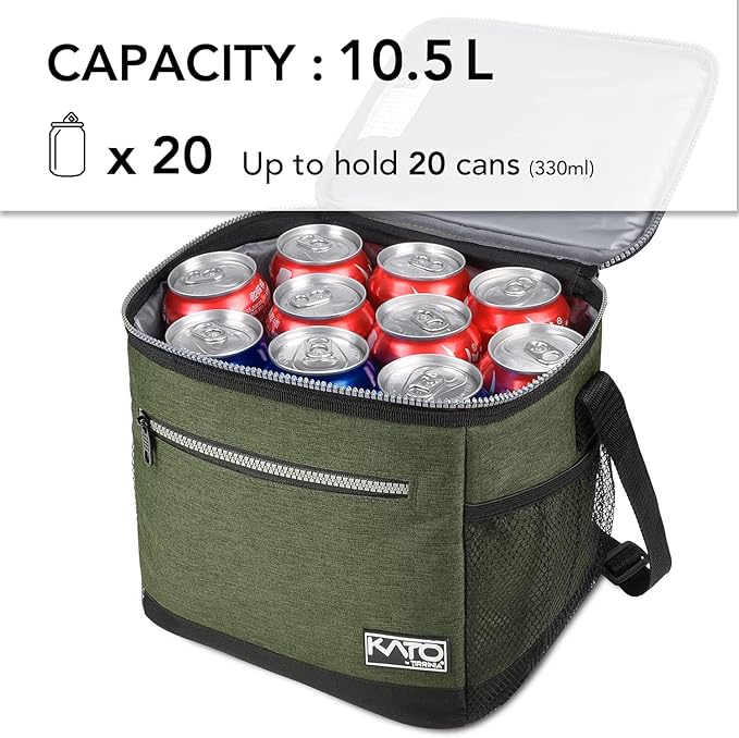 Tirrinia Large Insulated Lunch Box for Men/Women, Leakproof Thermal Lunch Bag for Office Picnic Work Beach Camping,Reusable Lunch Cooler Tote for Adult,Green