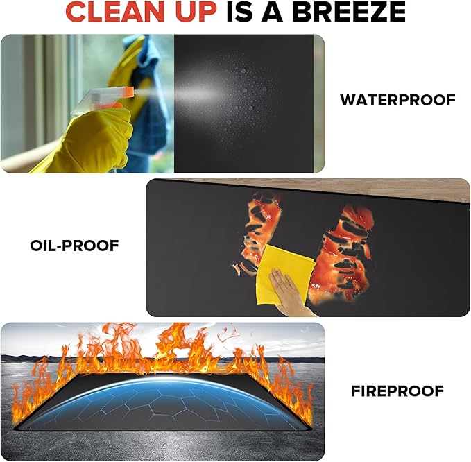 Large 80" x 48" Under Grill Mats for Outdoor Grill, Double-Sided Fireproof Grill Pad, Waterproof, Oil-Proof, Indoor Fireplace/Fire Pit Mat, Easy-Clean BBQ/Grill Floor Mat for Deck, Patio and Lawn