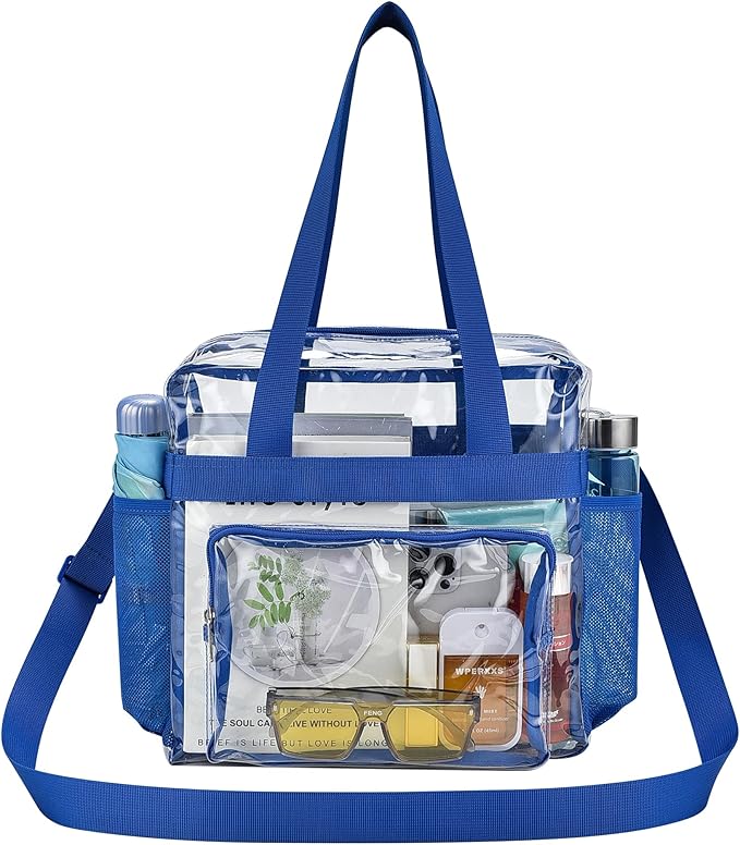 USPECLARE Clear Tote Stadium Approved, Security Travel & Gym Clear Bag for Work Sports Games Concerts