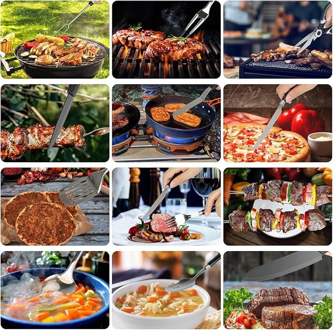 aiGear Camping Kitchen Utensil Set 27 Piece Portable Cookware Kit for BBQs, Outdoor Cooking, Picnics, and Adventures Camping Cookware Kitchenware Storage