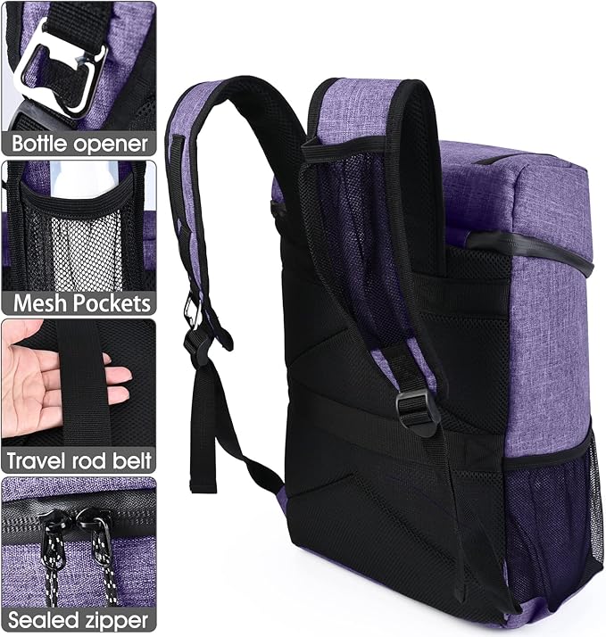 BAGLHER Lightweight Insulated Cooler Backpack - 30 Cans, Leak-Proof for Lunch, Picnic, Hiking, Camping Trips