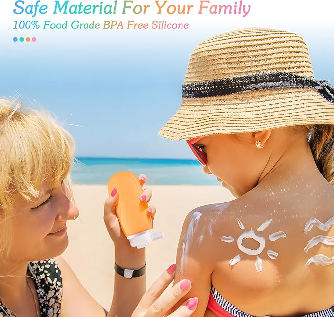 Morfone Travel Bottles Set for Toiletries, Tsa Approved Travel Size Containers BPA Free Leak Proof Refillable Liquid Silicone Squeezable Travel Accessories for Shampoo Conditioner Lotion (4Pack 3oz)