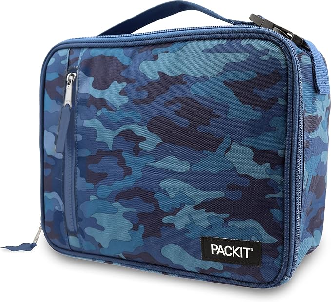 PackIt Freezable Classic Lunch Box, Blue Camo, Built with EcoFreeze Technology, Collapsible, Reusable, Zip Closure With Zip Front Pocket and Buckle Handle, Designed for Lunches