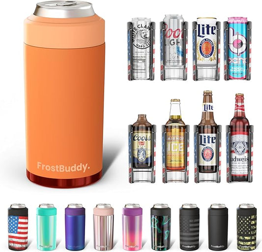 Frost Buddy Universal Buddy Can Cooler - Fits All - For Regular 12 & 16 oz or Slim-Size Bottles - Insulated Double-Walled Stainless Steel (Pumpkin Spice)