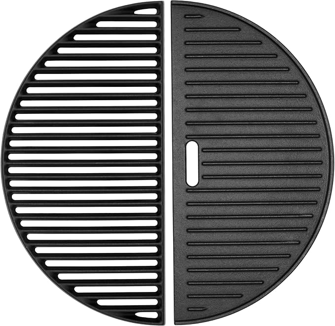 18" Grill Grate & Griddle Replacement for Kamado Joe Grill Accessories Classic III, II, I Stand-Alone, Solo Stove, for Large Big Green Egg Cast Iron Grate, Vision Parts VGKSS-CC2, B-11N1A1-Y2A