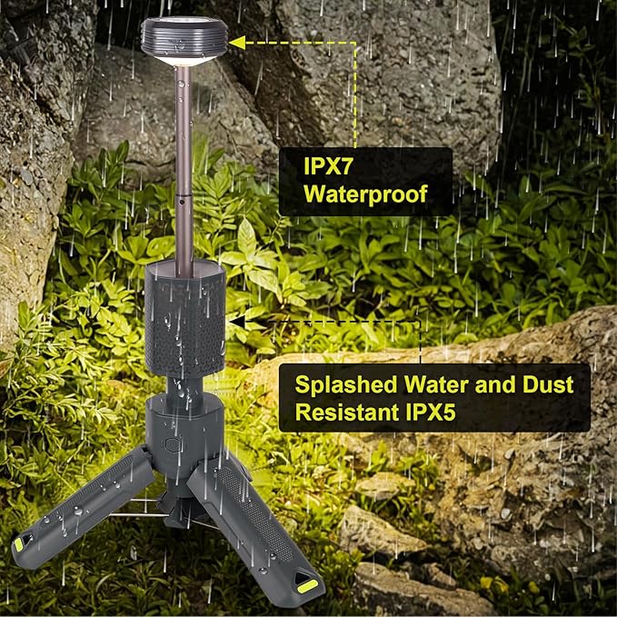 Camping Lantern Rechargeable - Multifunction LED Lantern Battery Powered 10500mAh- Portable Camping Lamp and Flashlight - Telescoping Camp Lights for Hiking,Camping,Emergency Lighting Gray