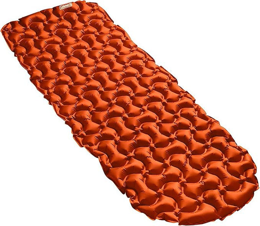 Coleman Kompact Inflatable Camp Sleeping Pad with Built-in Air Valve and Included Carry Bag, No Pump Needed, Textured Grip Bottom Keeps Pad in Place, Premium/Basic